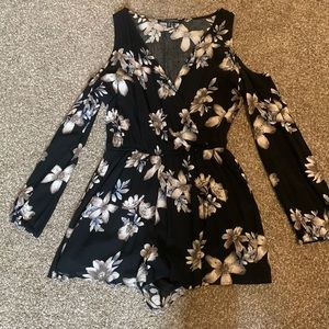 Black floral romper. Size medium